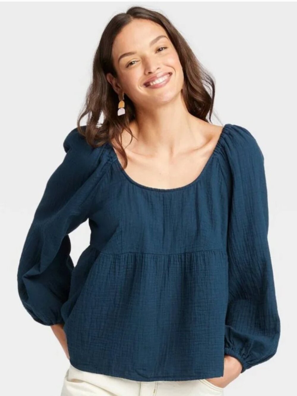 Universal Thread Navy Cotton Babydoll Top